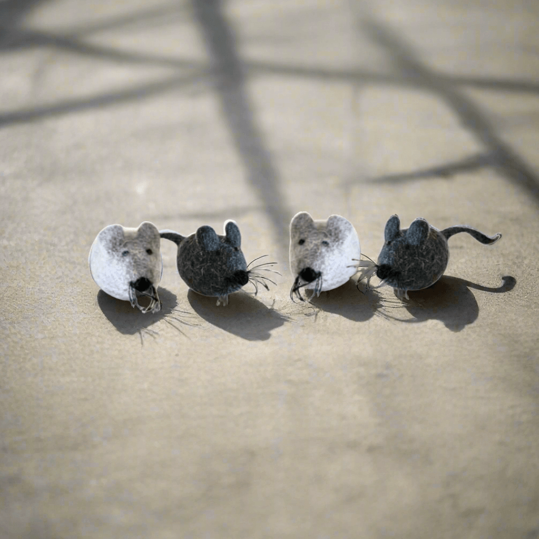 100% New Zealand Natural Wool. Non-Toxic. No Plastics. Recyclable. Compostable. Toy Mice. Sustainable Cat Products Australia. Eco-Friendly.