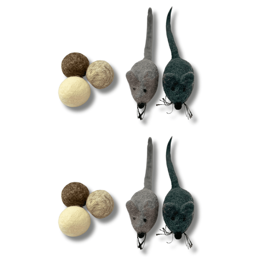 100% New Zealand Natural Wool. Non-Toxic. No Plastics. Recyclable. Compostable. Toy Mice. Sustainable Cat Products Australia. Eco-Friendly.
