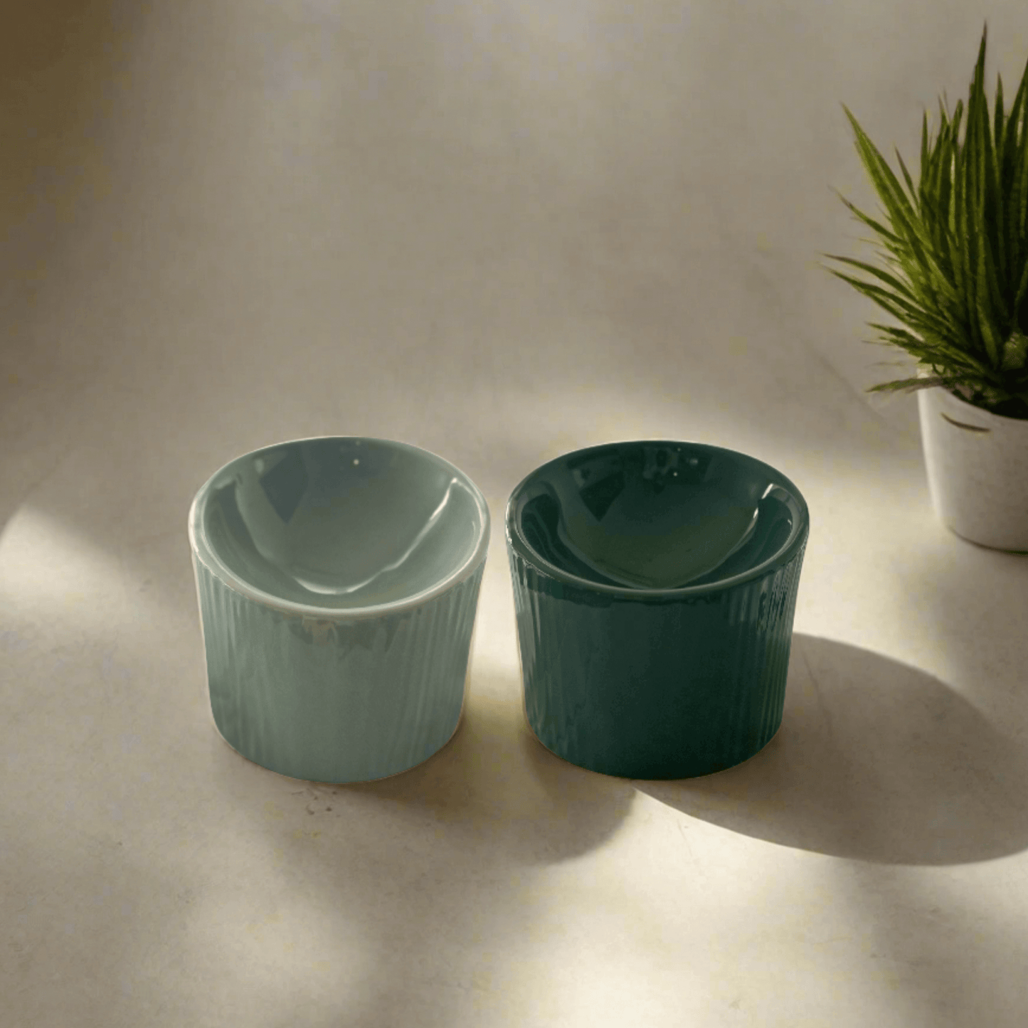 Ceramic Cat Bowls. Modern. Dishwasher Safe. Recyclable. Ergonomic Design. Different Colours. Cat Bowls. Elevated Design. Sustainable Cat Products Australia.