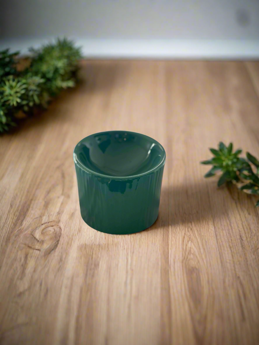 Dark Green Elevated Ceramic Cat Bowl
